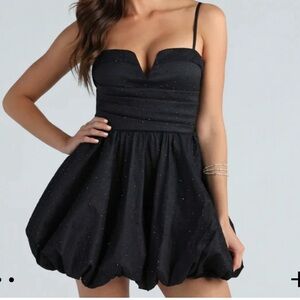Black short homecoming dress with gems